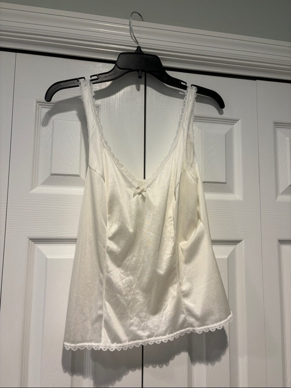 Warner's Cream Satin Lace-Trim Camisole
